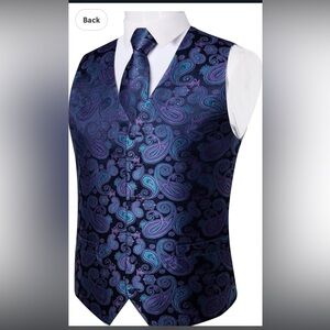 Men's Paisley Vest in Blue and Purple